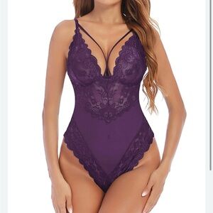 Avid Love Purple Lace Bodysuit NWT